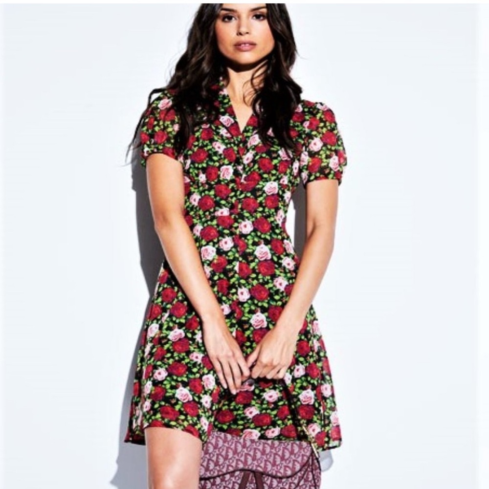 Betsey johnson vtg floral button up dress size 14 NWT